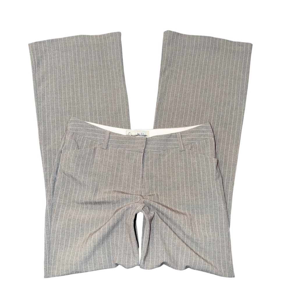 Star City Pinstripe Trouser Pants Womens 5 Grey Good Wide Leg Y2K Office Siren